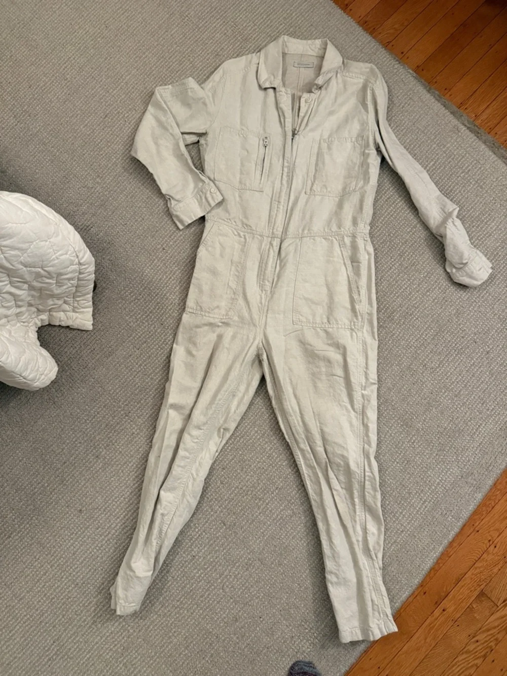 Outerknown Beige Utility Jacket with Front Zipper - Picture 1 of 4